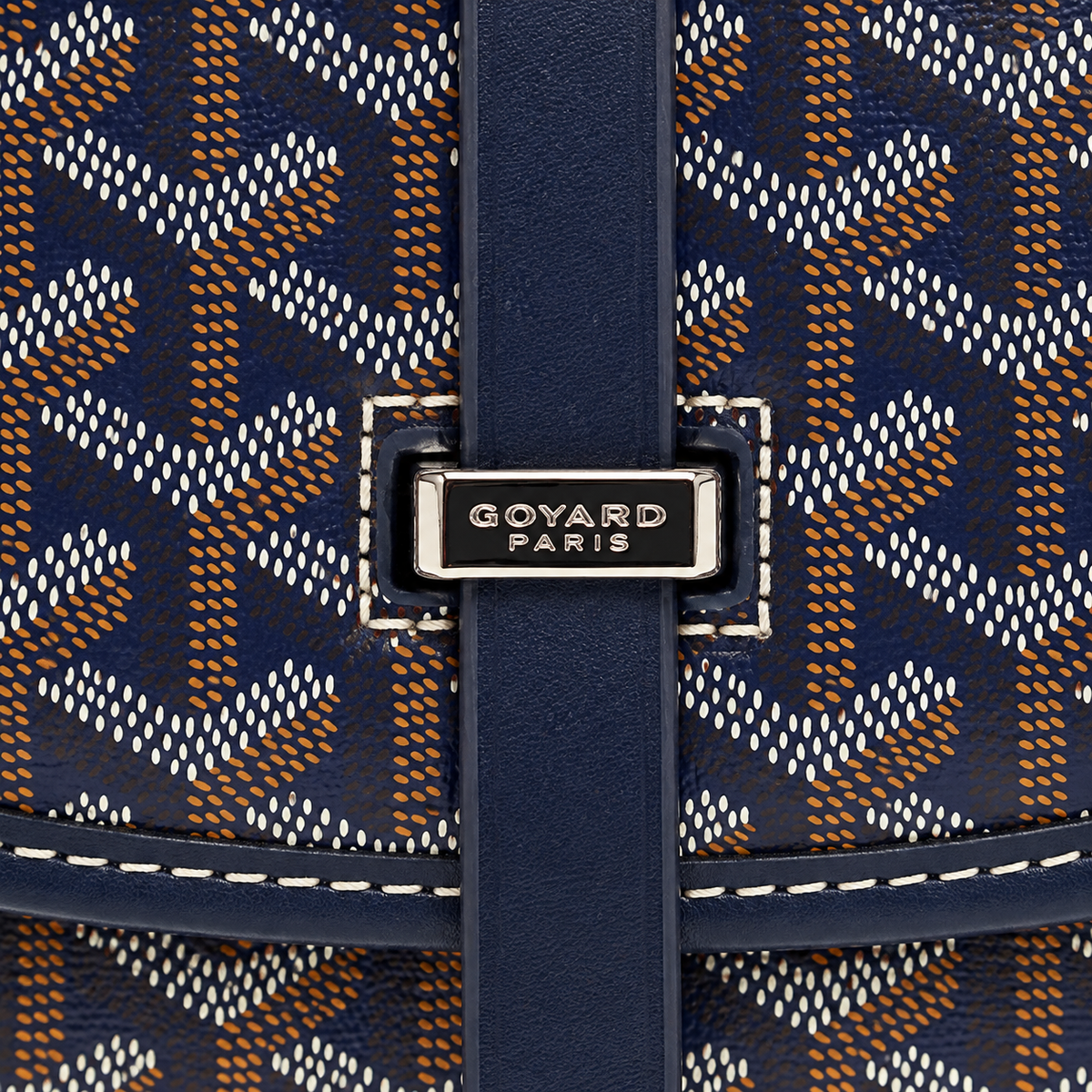 GY Navy Monogram Saddle Shoulder Bag - image 6