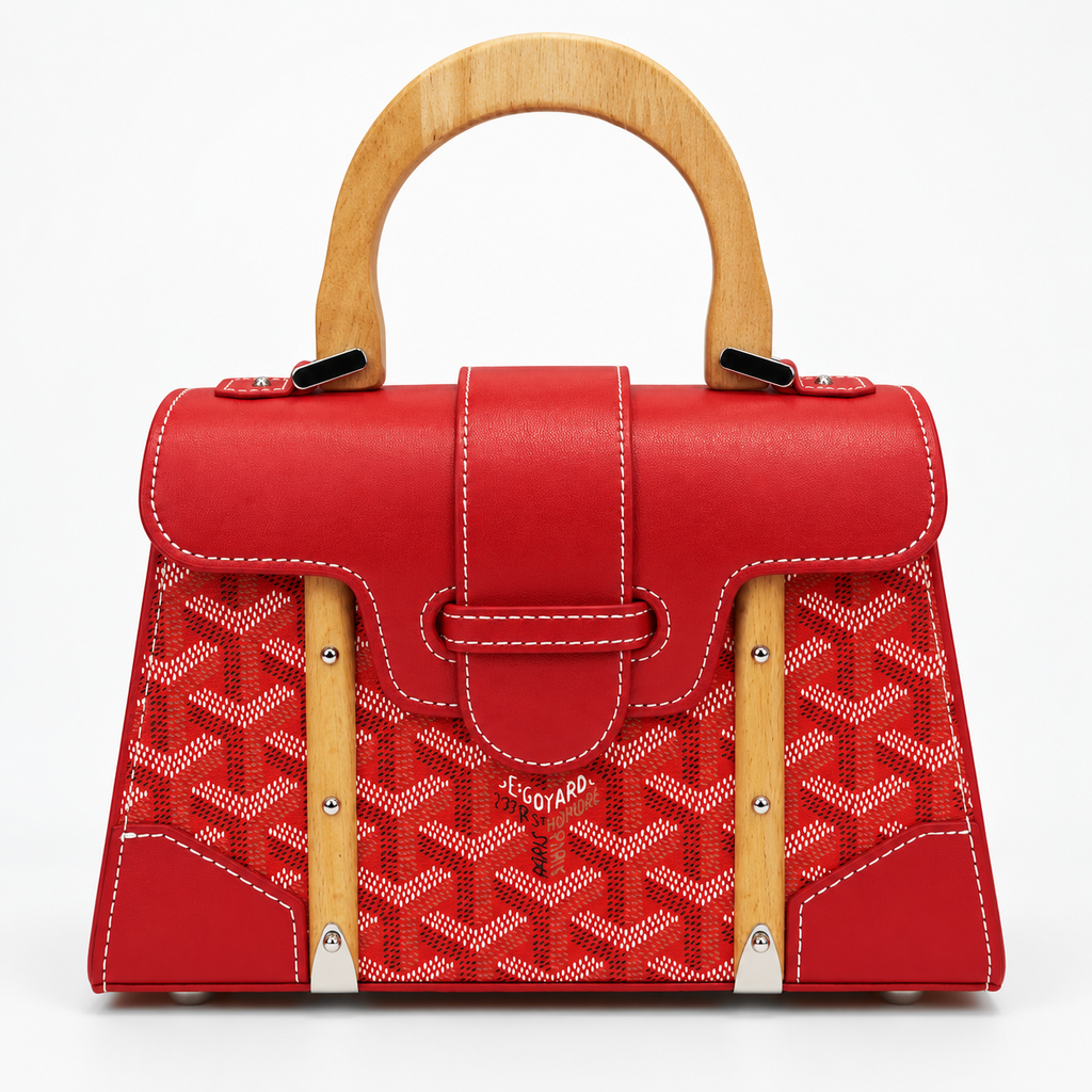 GY Red Monogram Wood-Handle Bag - image 2