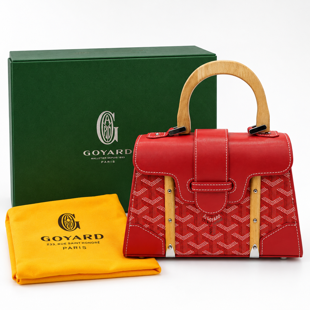 GY Red Monogram Wood-Handle Bag - image 3