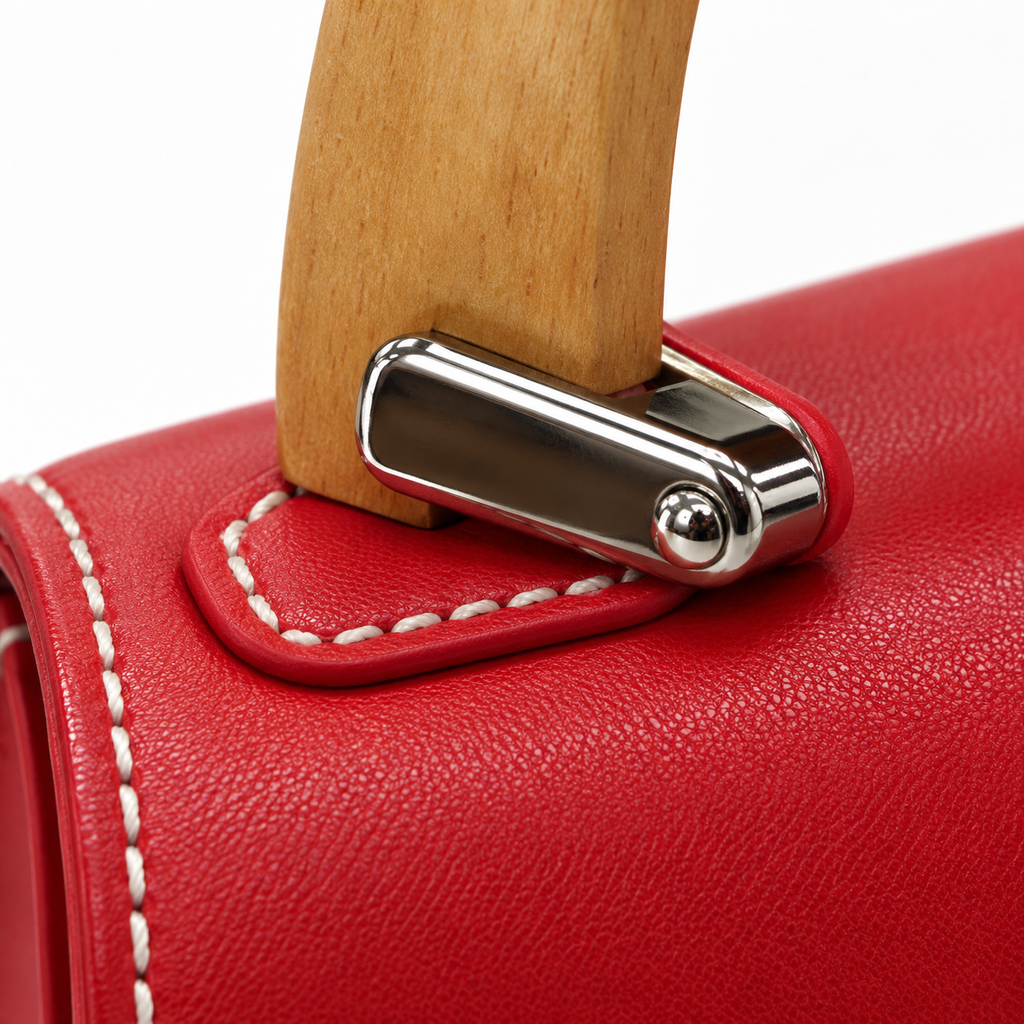 GY Red Monogram Wood-Handle Bag - image 6