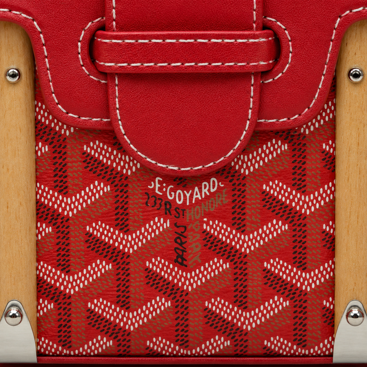 GY Red Monogram Wood-Handle Bag - image 7