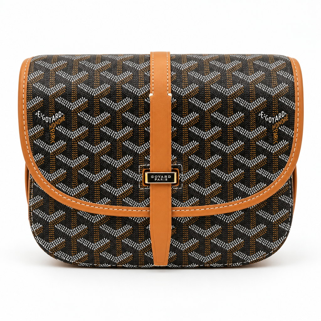 GY Tan & Black Monogram Shoulder Bag - image 2