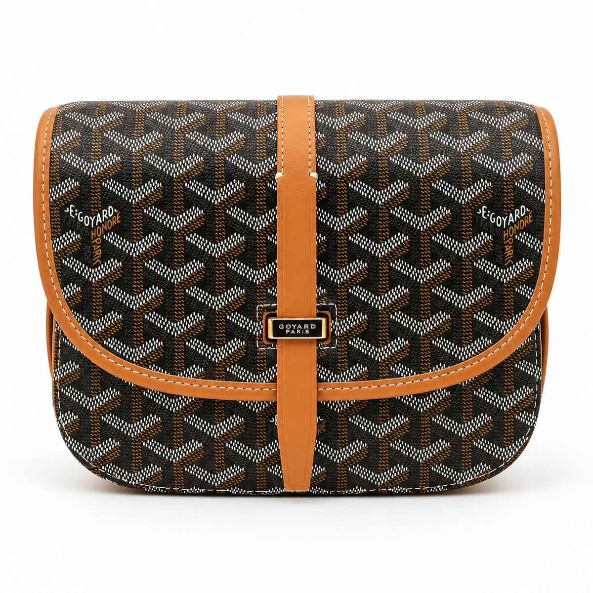 GY Tan & Black Monogram Shoulder Bag - image 2