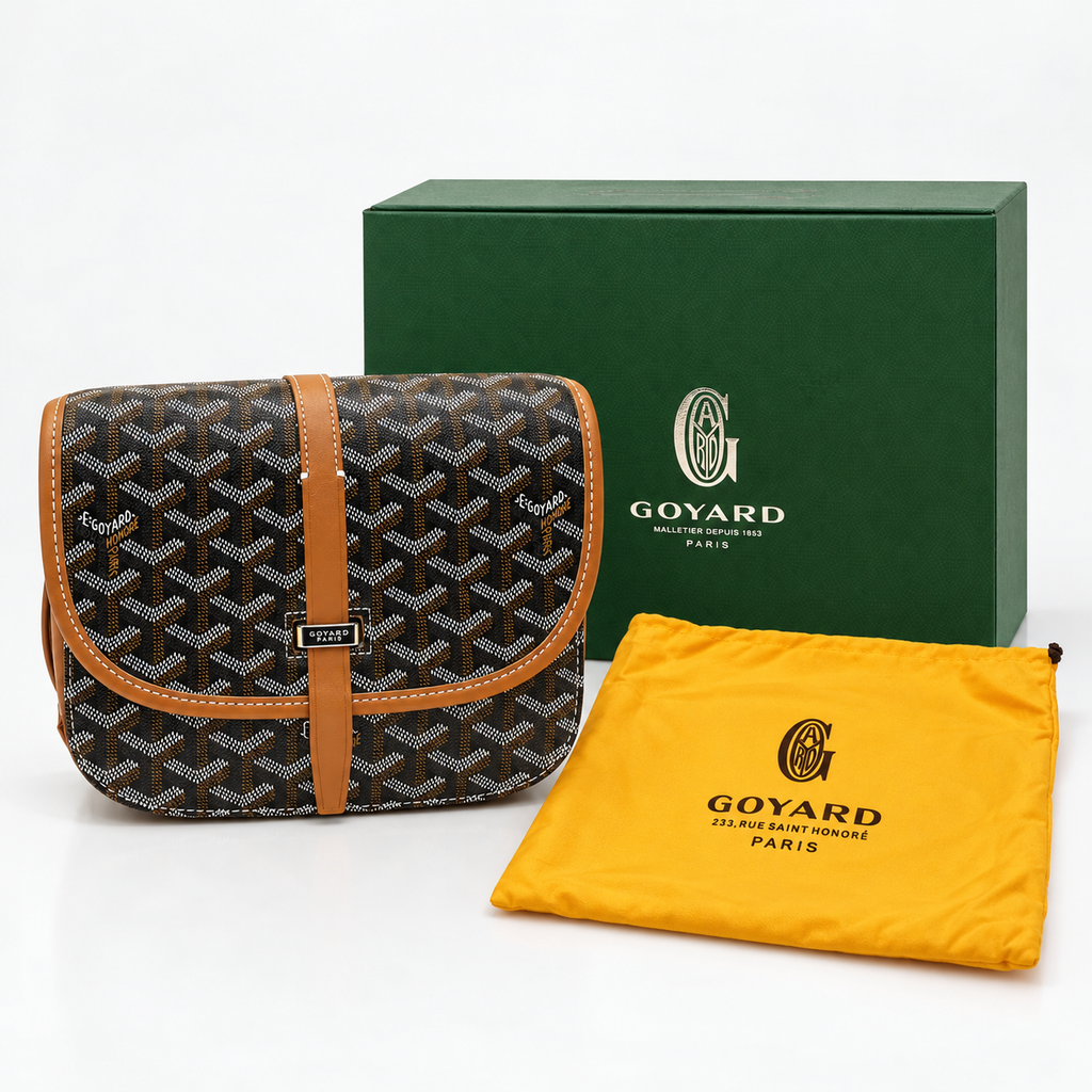 GY Tan & Black Monogram Shoulder Bag - image 3