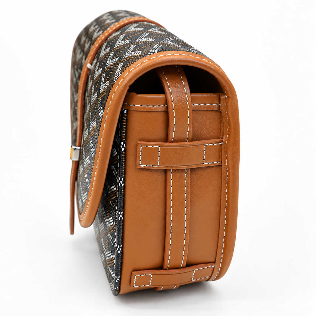 GY Tan & Black Monogram Shoulder Bag - image 4