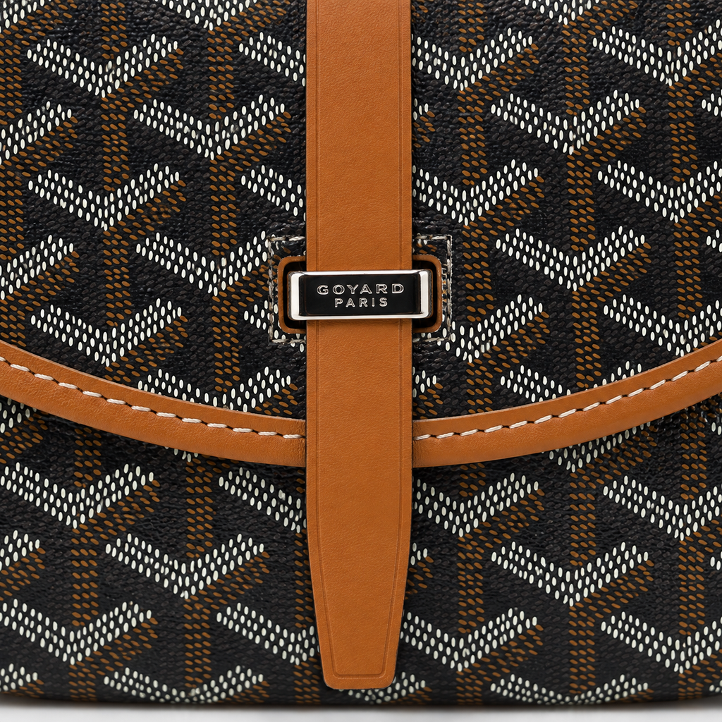GY Tan & Black Monogram Shoulder Bag - image 6