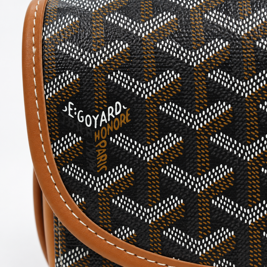 GY Tan & Black Monogram Shoulder Bag - image 7
