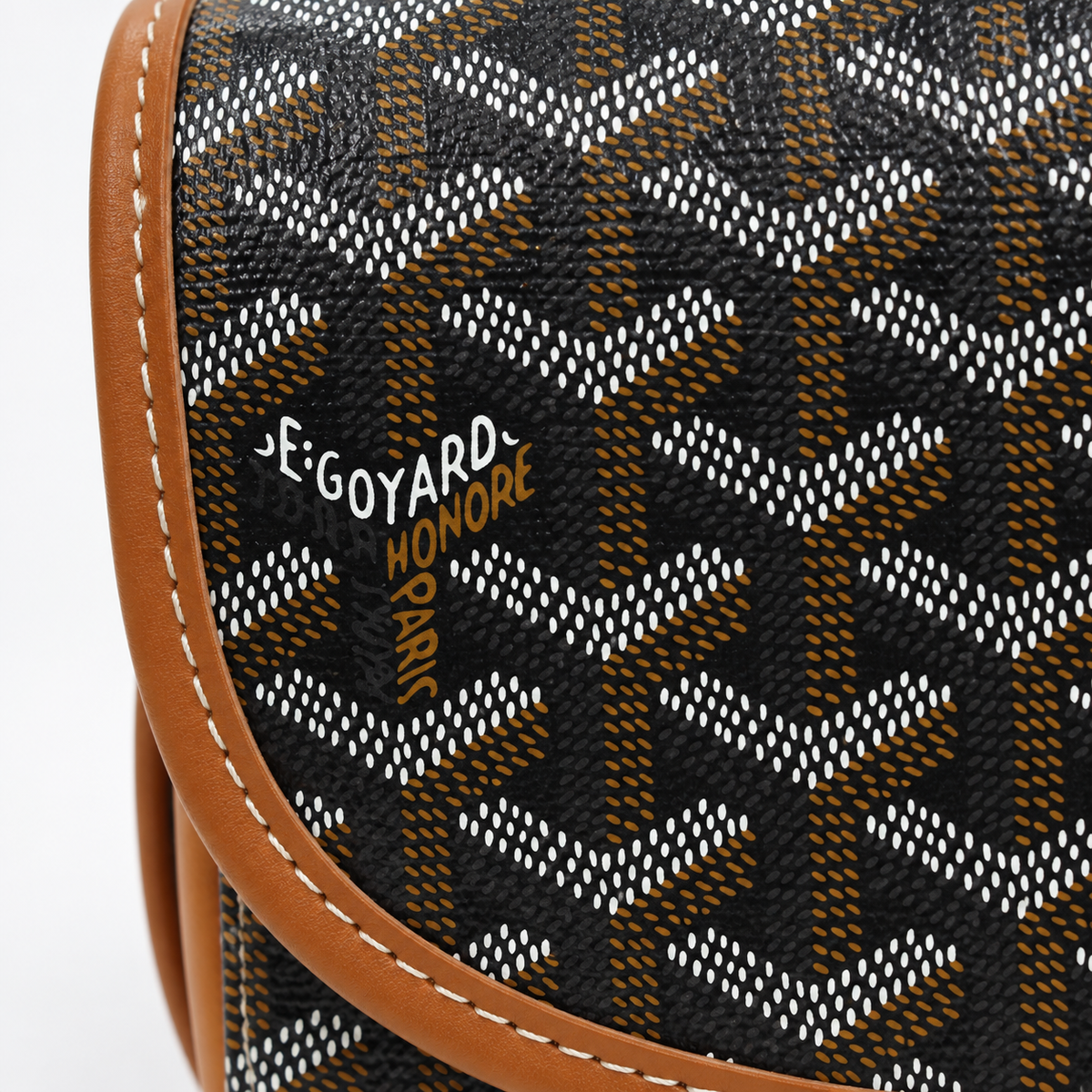 GY Tan & Black Monogram Shoulder Bag - image 7