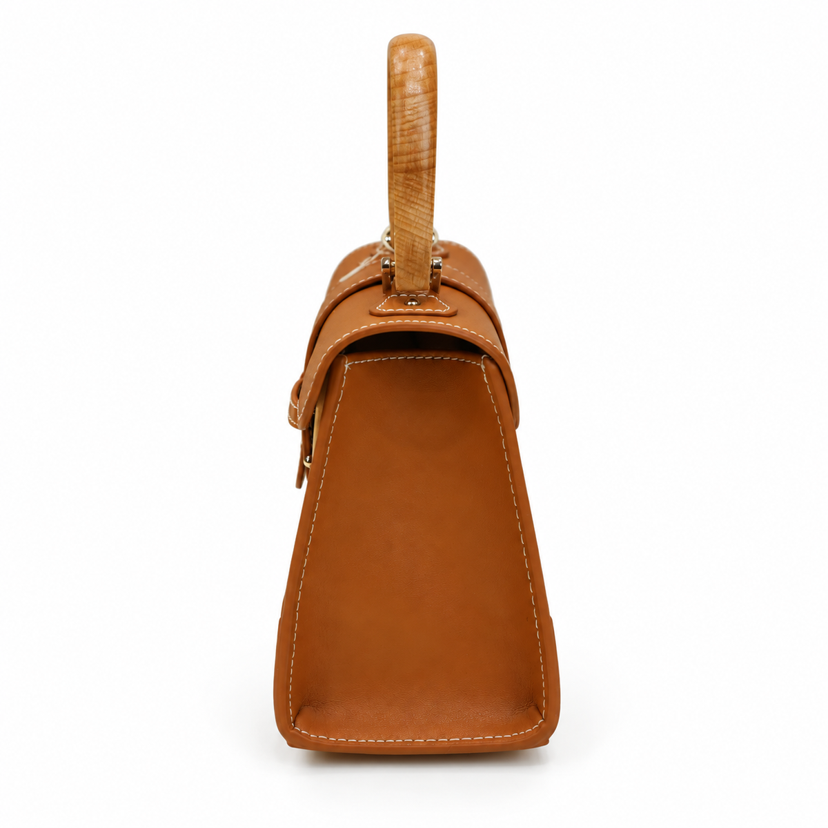 GY Tan & Black Monogram Wood-Handle Bag - image 4