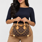 LV Brown Monogram Studded Boston Bag