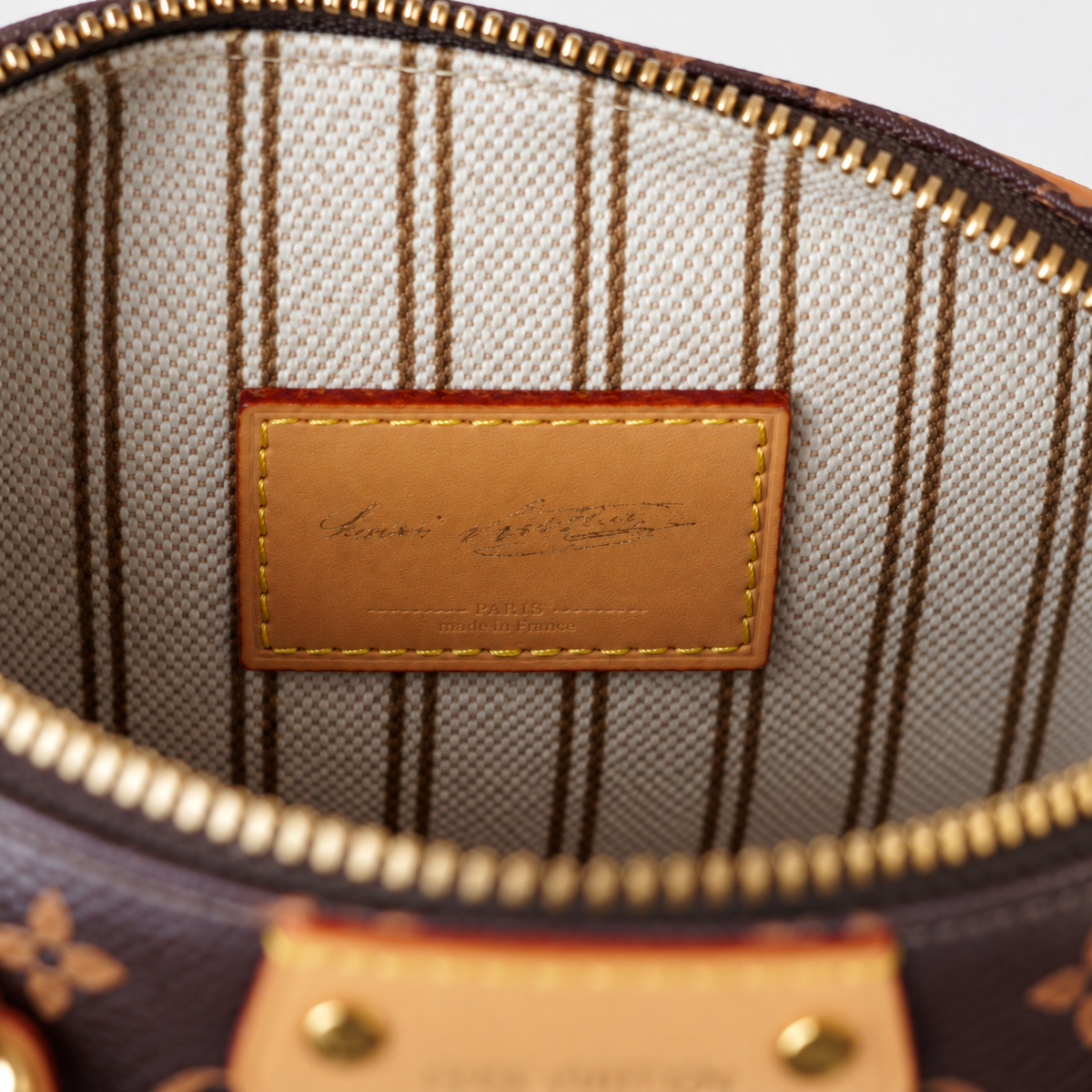 LV Brown Monogram Studded Boston Bag - image 4