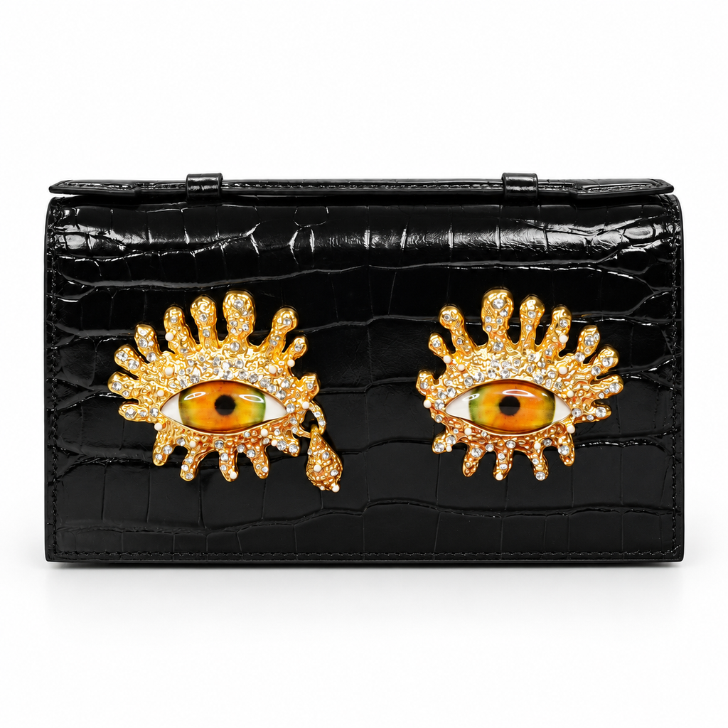Schiaparelli Black Eye-Detail Clutch Bag - image 2