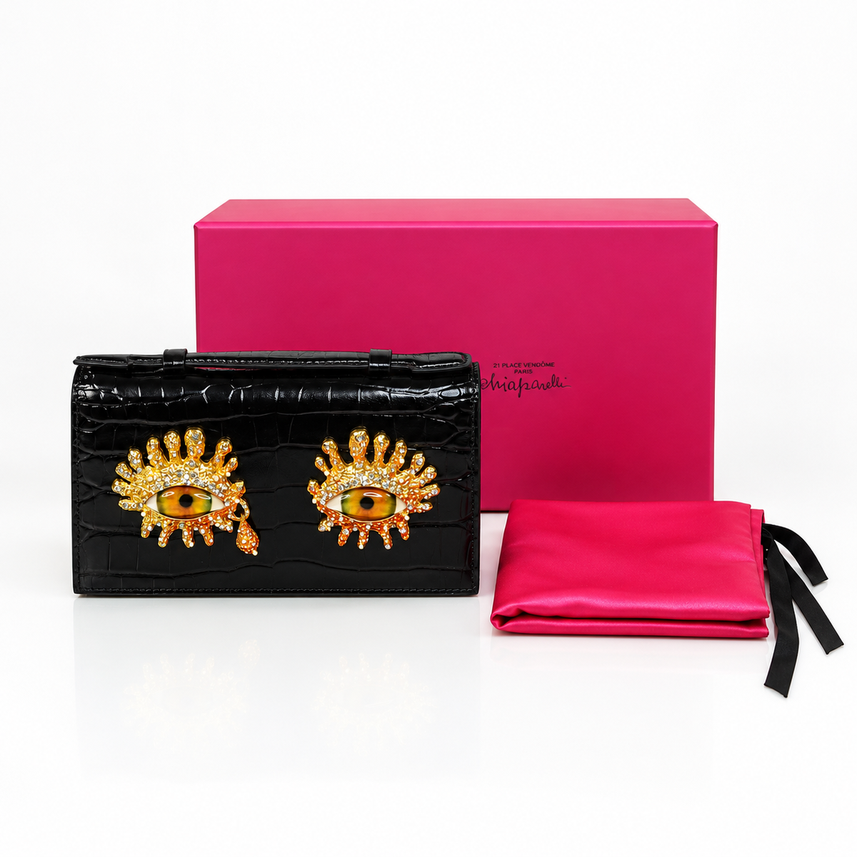 Schiaparelli Black Eye-Detail Clutch Bag - image 3