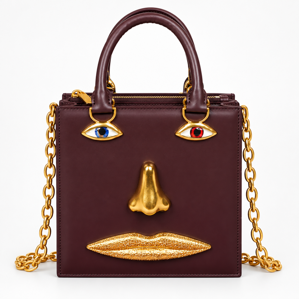 Schiaparelli Burgundy Face Top-Handle Bag - image 2