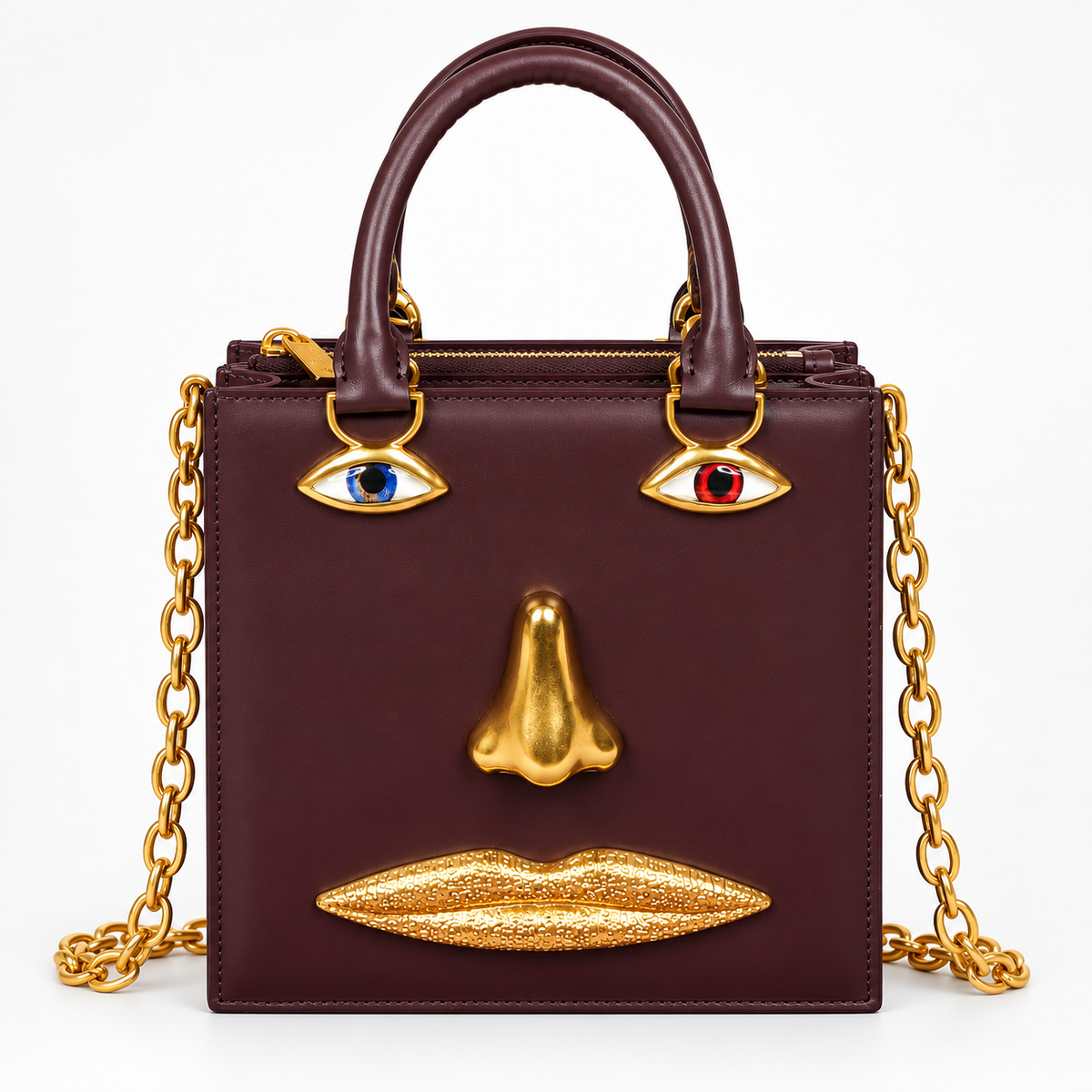 Schiaparelli Burgundy Face Top-Handle Bag - image 2