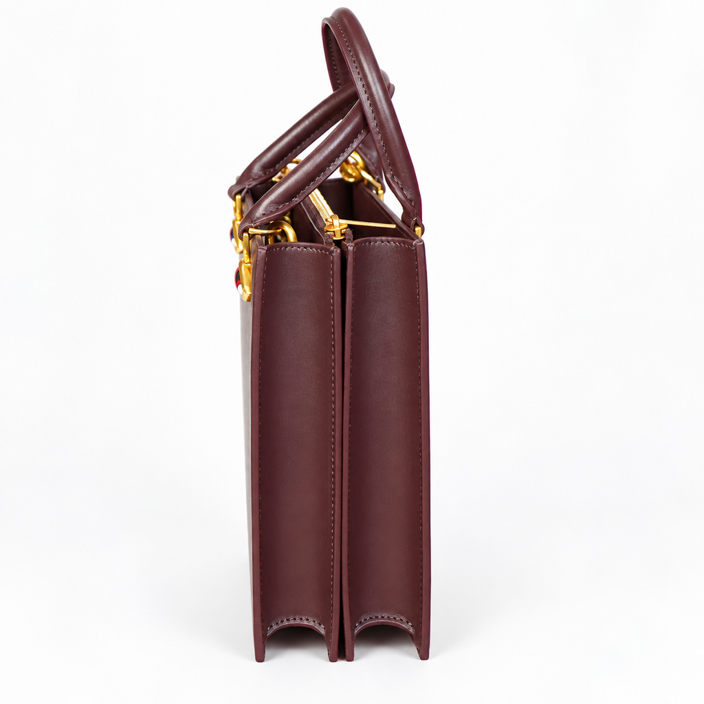 Schiaparelli Burgundy Face Top-Handle Bag - image 4