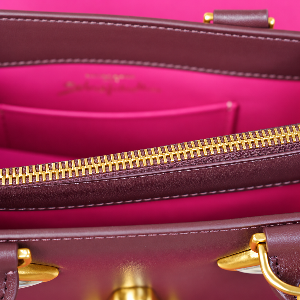 Schiaparelli Burgundy Face Top-Handle Bag - image 5