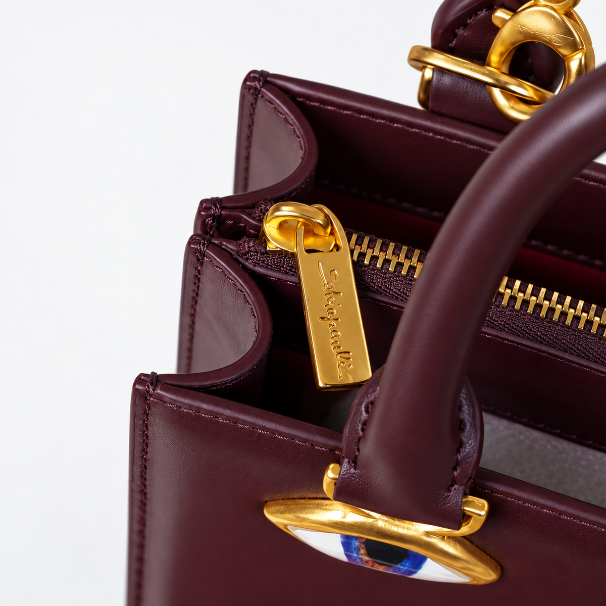 Schiaparelli Burgundy Face Top-Handle Bag - image 6