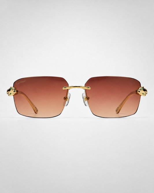 CR Panther Head Rimless Gradient Sunglasses