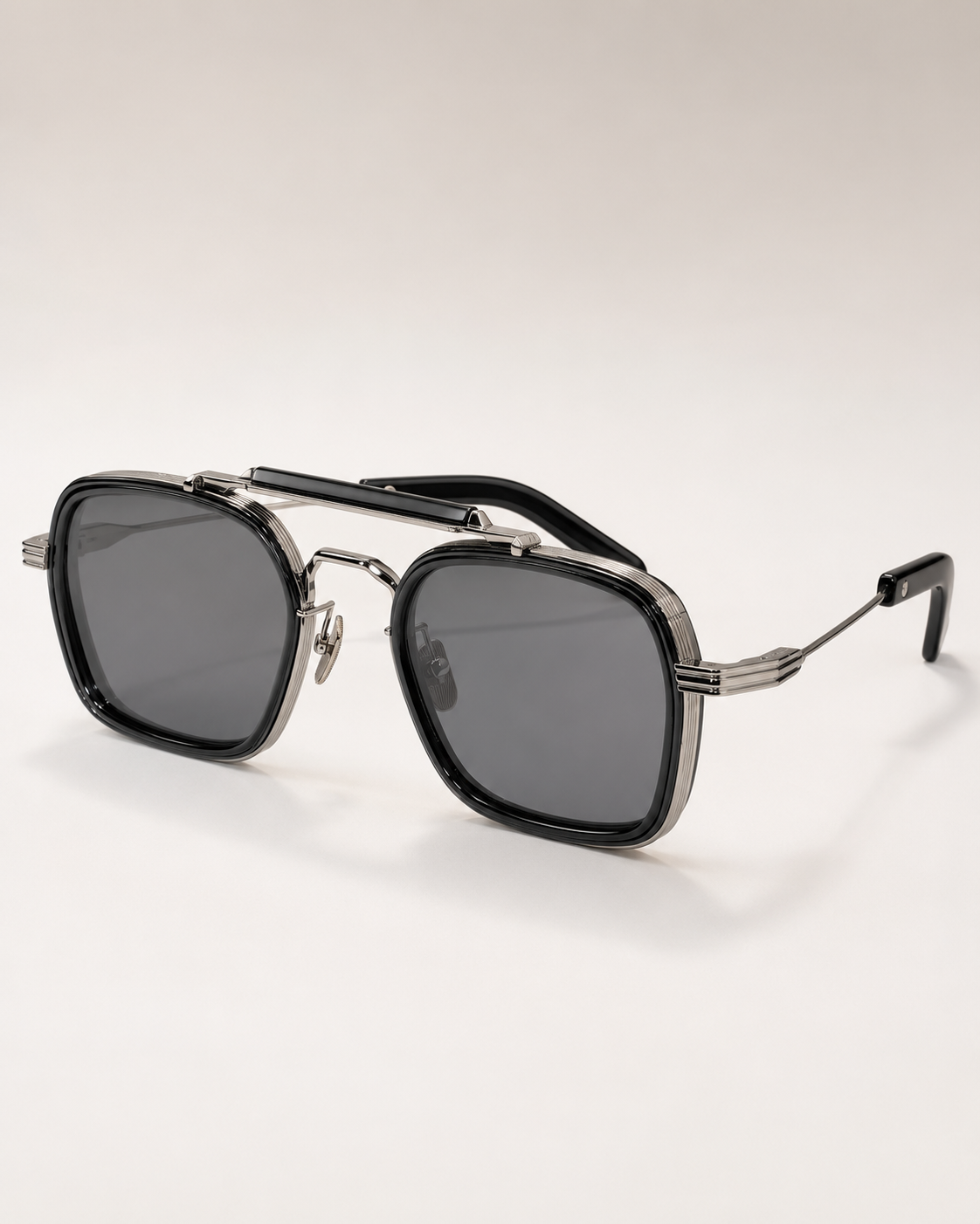 JMM Black Double-Bridge Navigator Sunglasses
