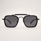 JMM Black Double-Bridge Navigator Sunglasses