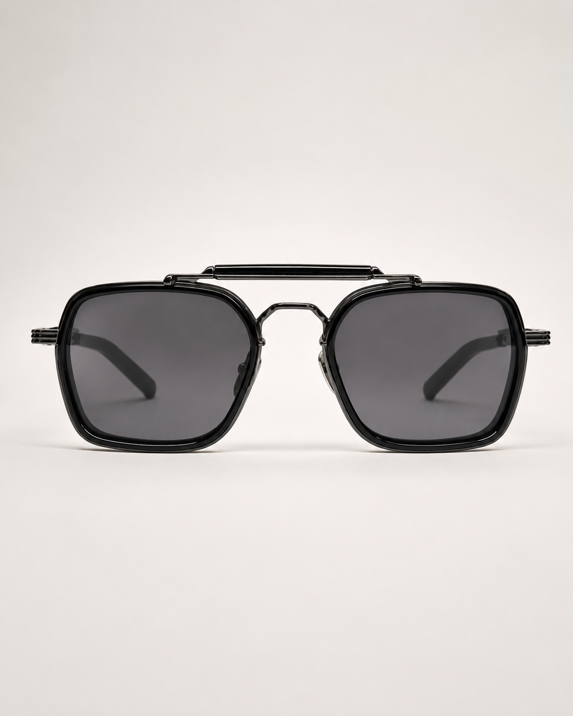 JMM Black Double-Bridge Navigator Sunglasses