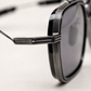 JMM Black Double-Bridge Navigator Sunglasses