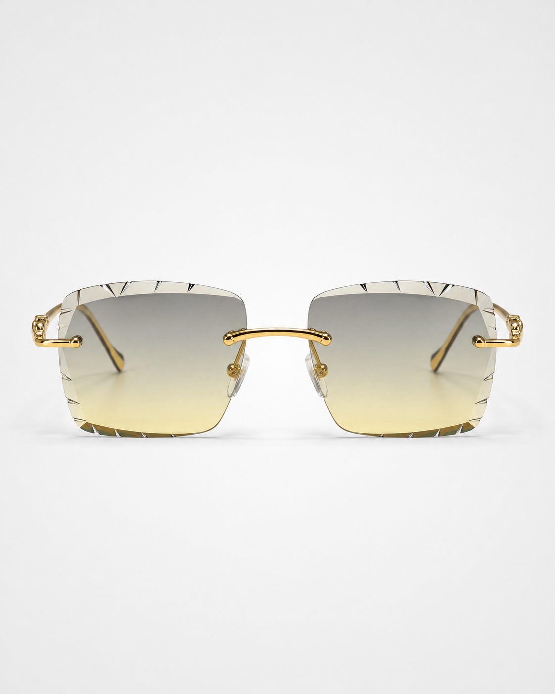 CR Sunfade Faceted Rimless Sunglasses