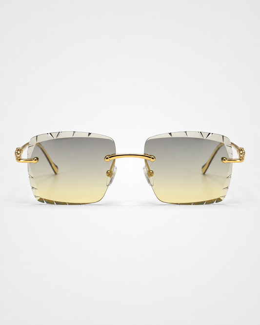 CR Sunfade Faceted Rimless Sunglasses