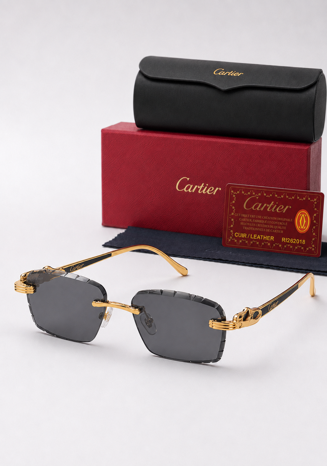 CR Royal Link Rimless Faceted Sunglasses