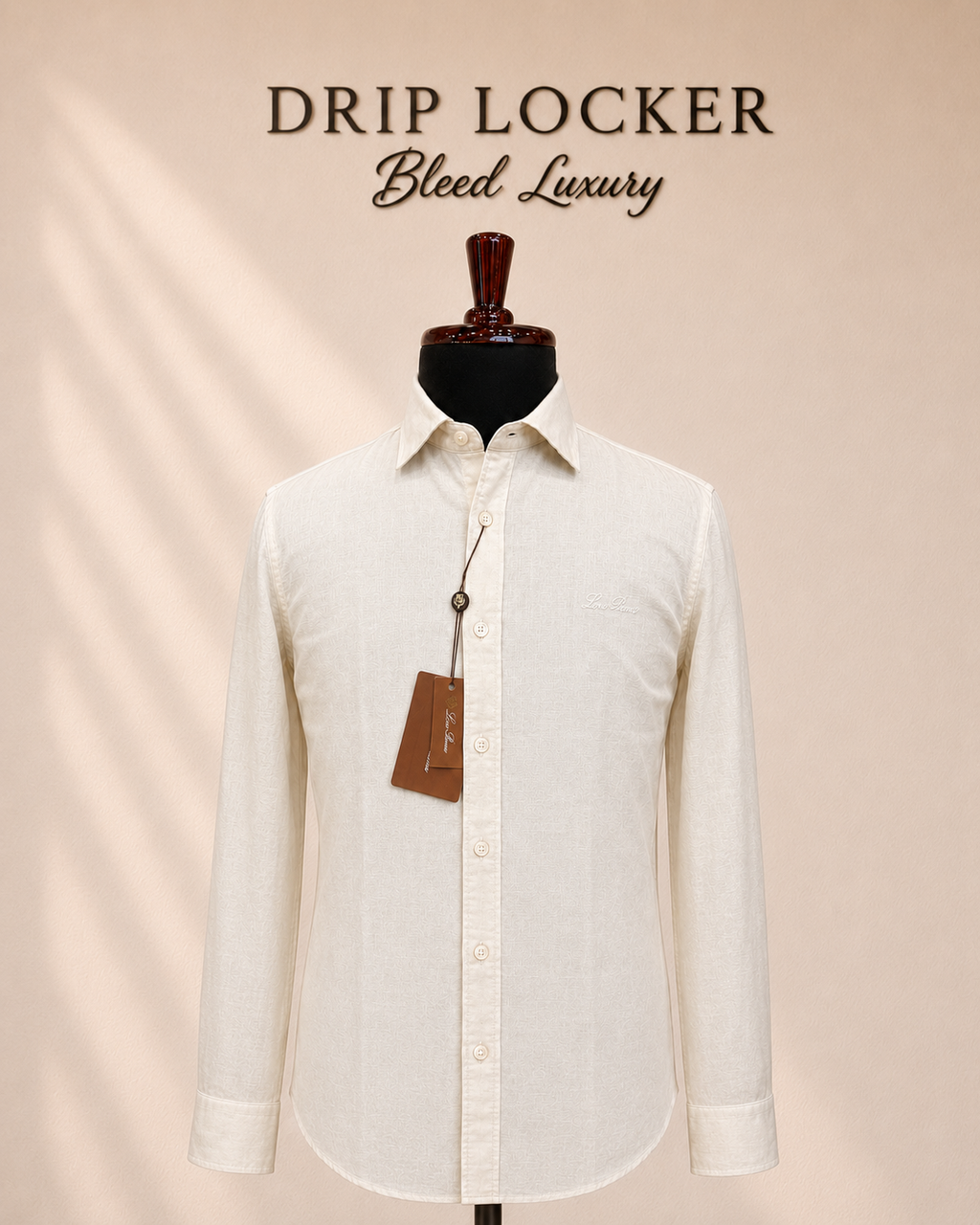 Men’s White Tonal-Linen Shirt - Premium ivory linen shirt display