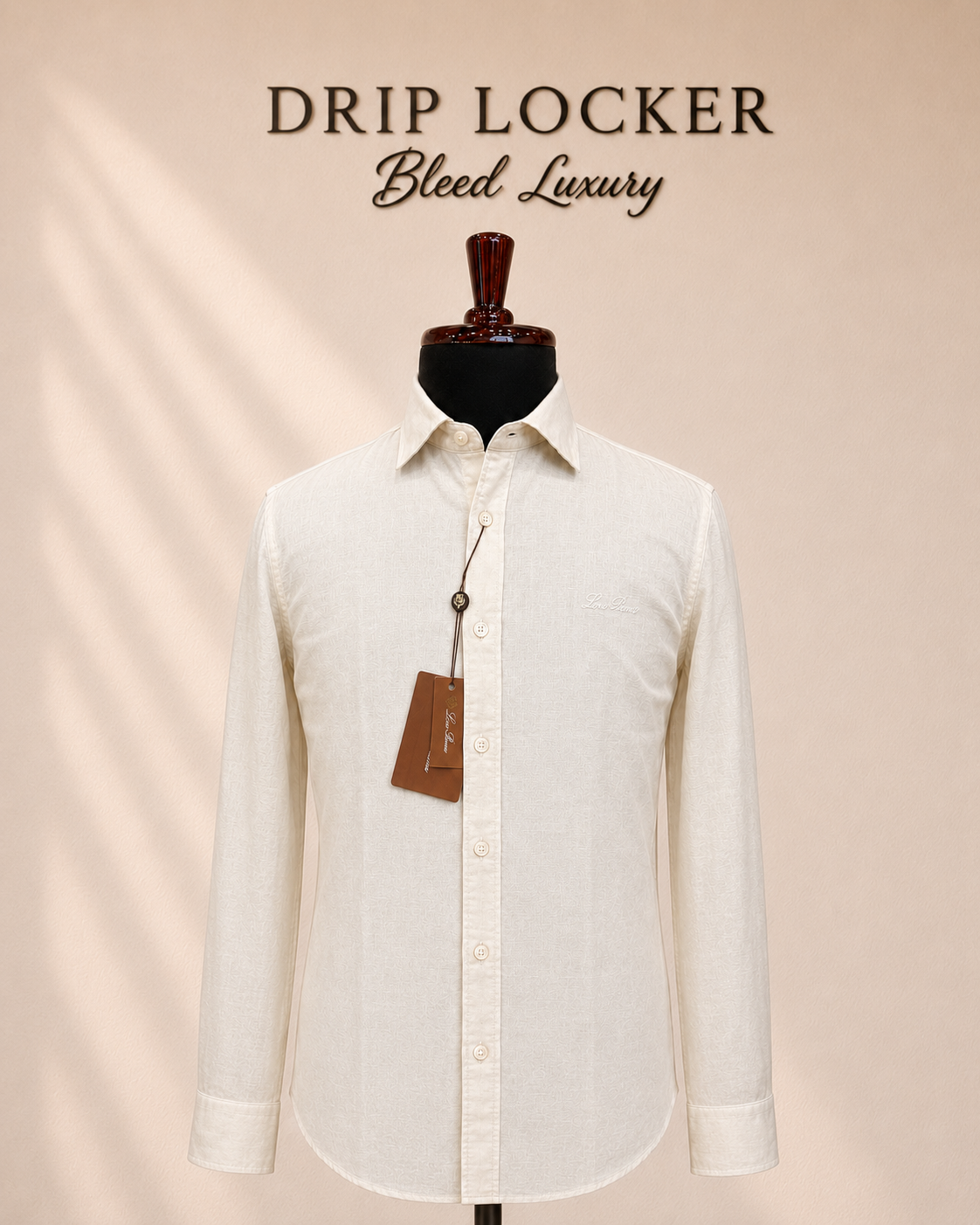 Men’s White Tonal-Linen Shirt - Premium ivory linen shirt display