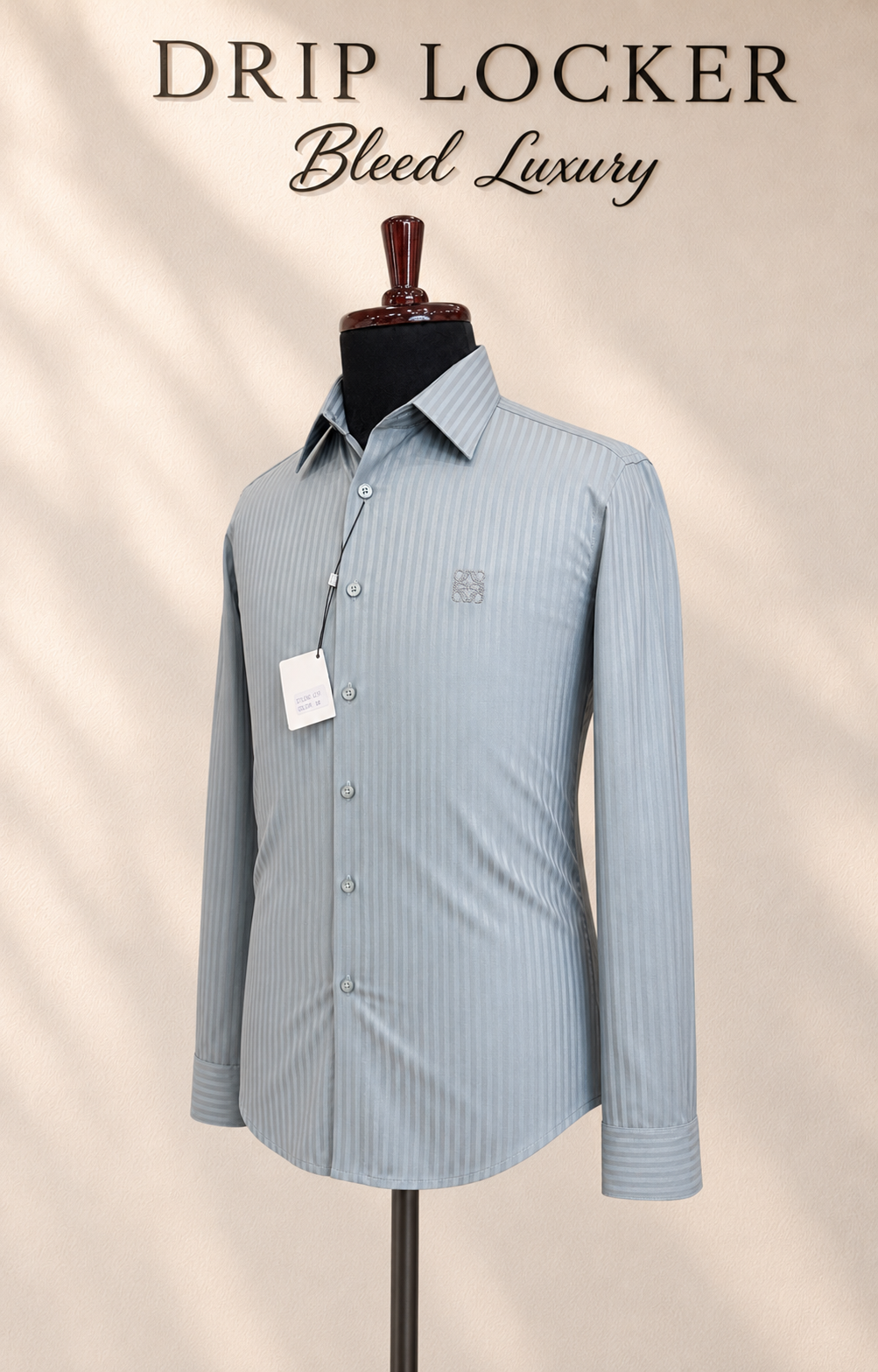 Men’s Blue Tonal-Striped Shirt - Silver blue shirt in three quarter view