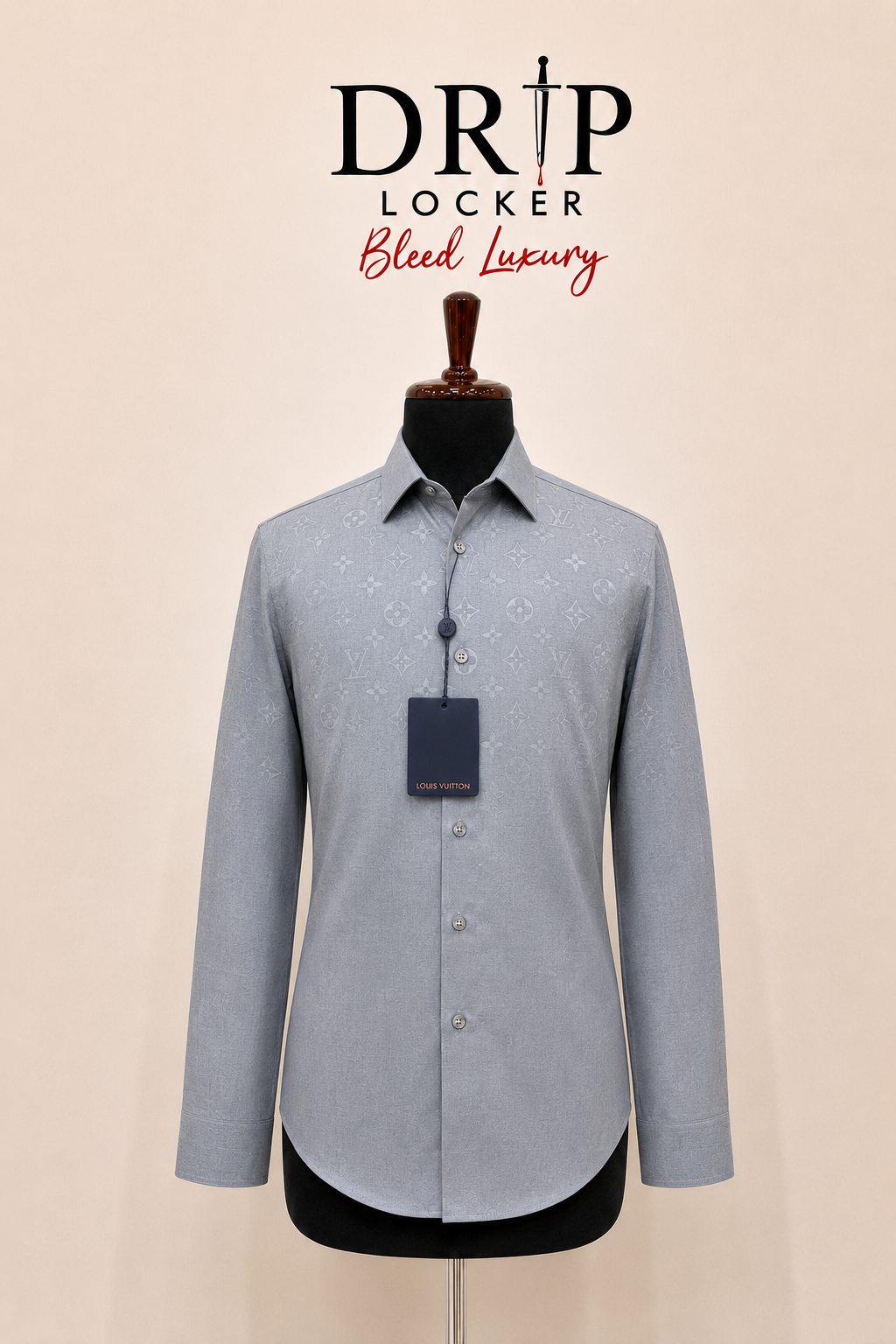Men’s Grey tonal pattern Shirt - Steel Grey Monogram Shirt Hero