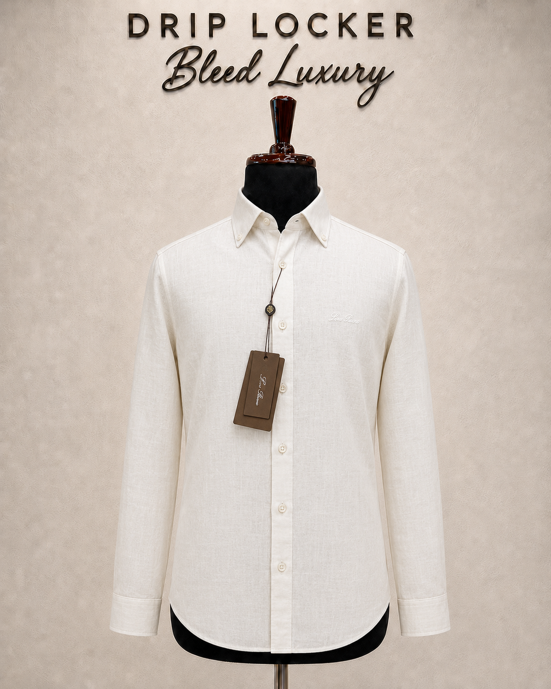 Men’s White Tonal-Linen Shirt - Warm ivory linen shirt showcase