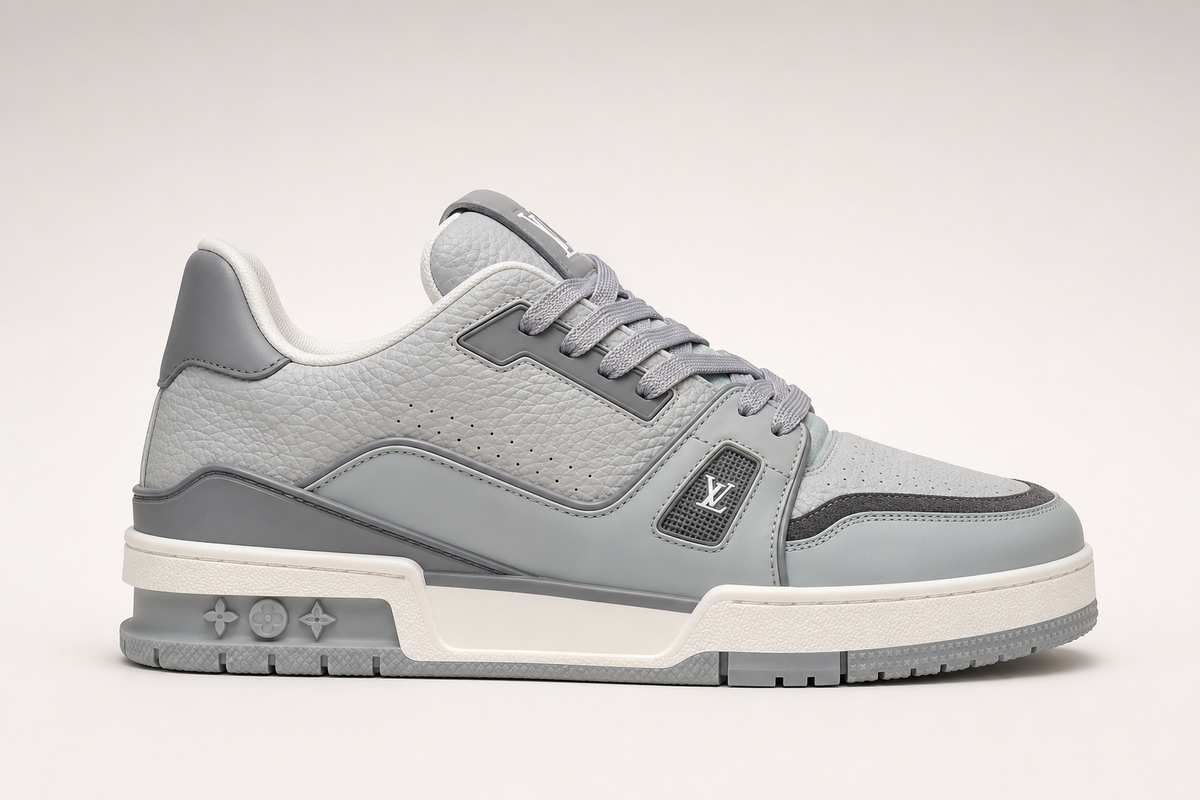 Men’s Grey & White Sneakers - clean side profile of grey sneaker