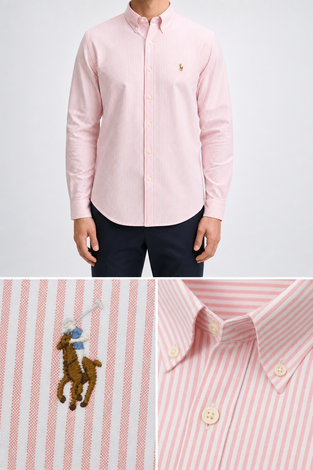 RL — Men’s Soft Pink Pinstripe Shirt — additional product detail view