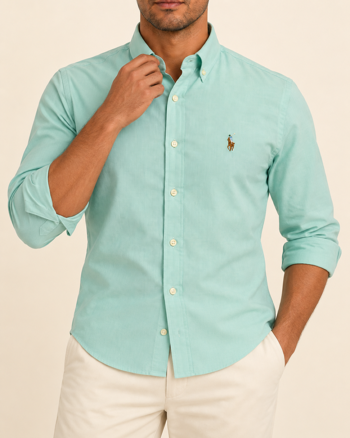 RL — Mint Green Button-Down Shirt — front styling