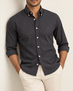 HKTT — Charcoal Fine Pinstripe Button-Down Shirt