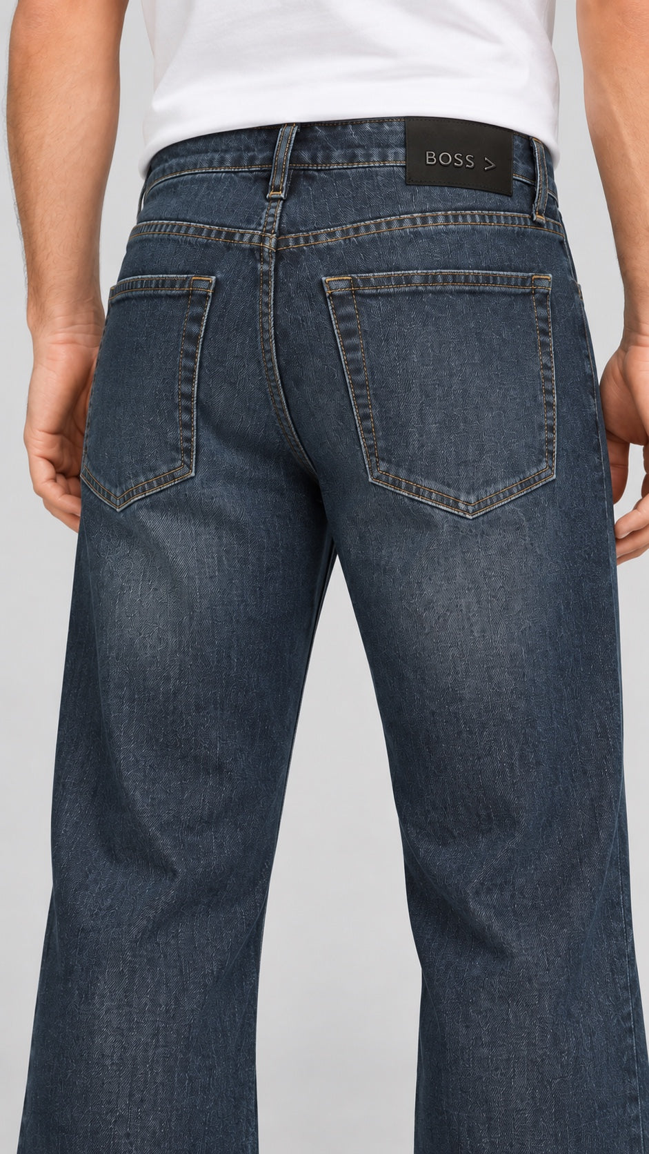 Men’s Wide-Leg Jeans – Dark Vintage Indigo - back detail