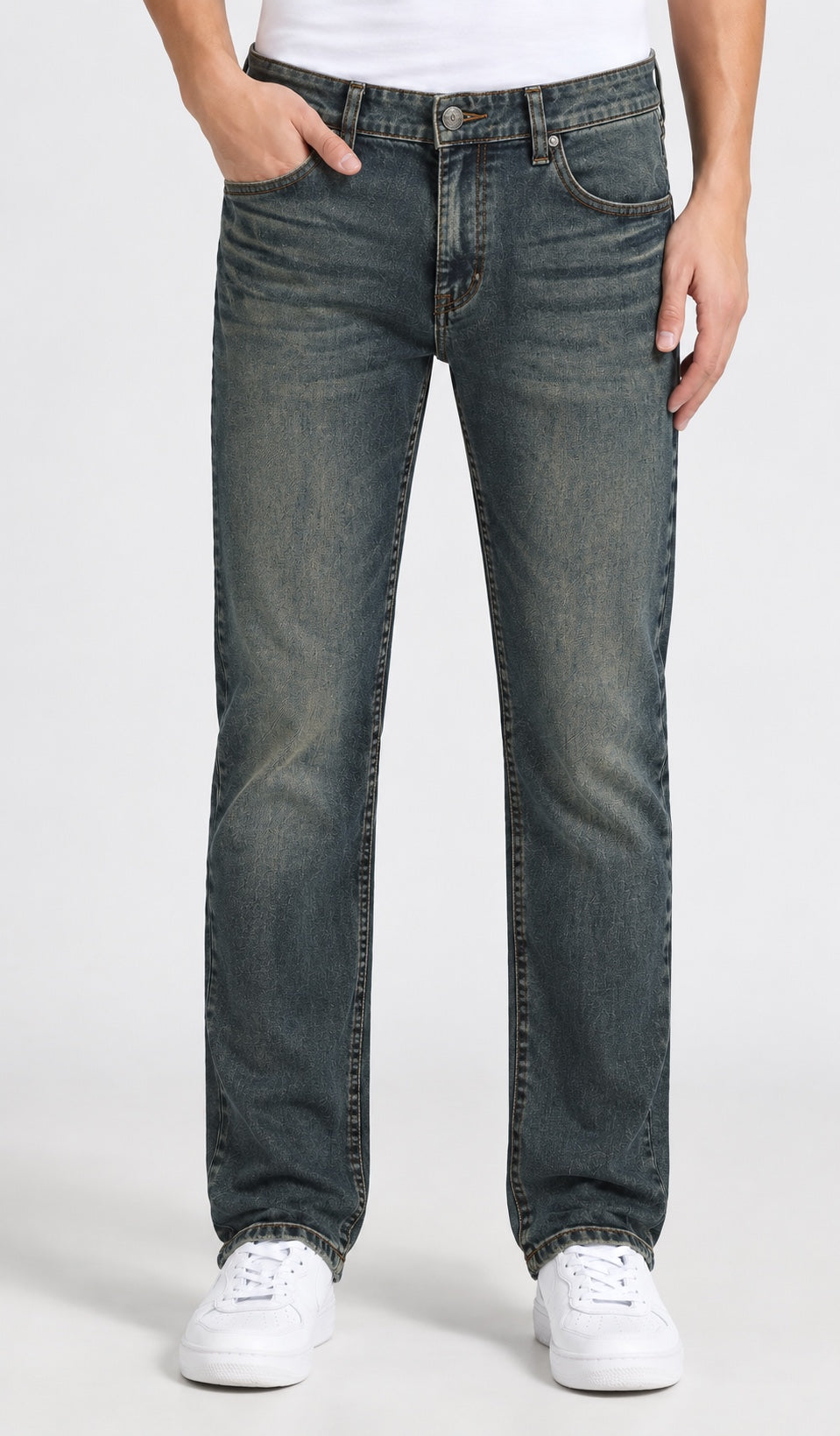 Men’s Straight-Fit Jeans – Vintage Grey-Blue - front view
