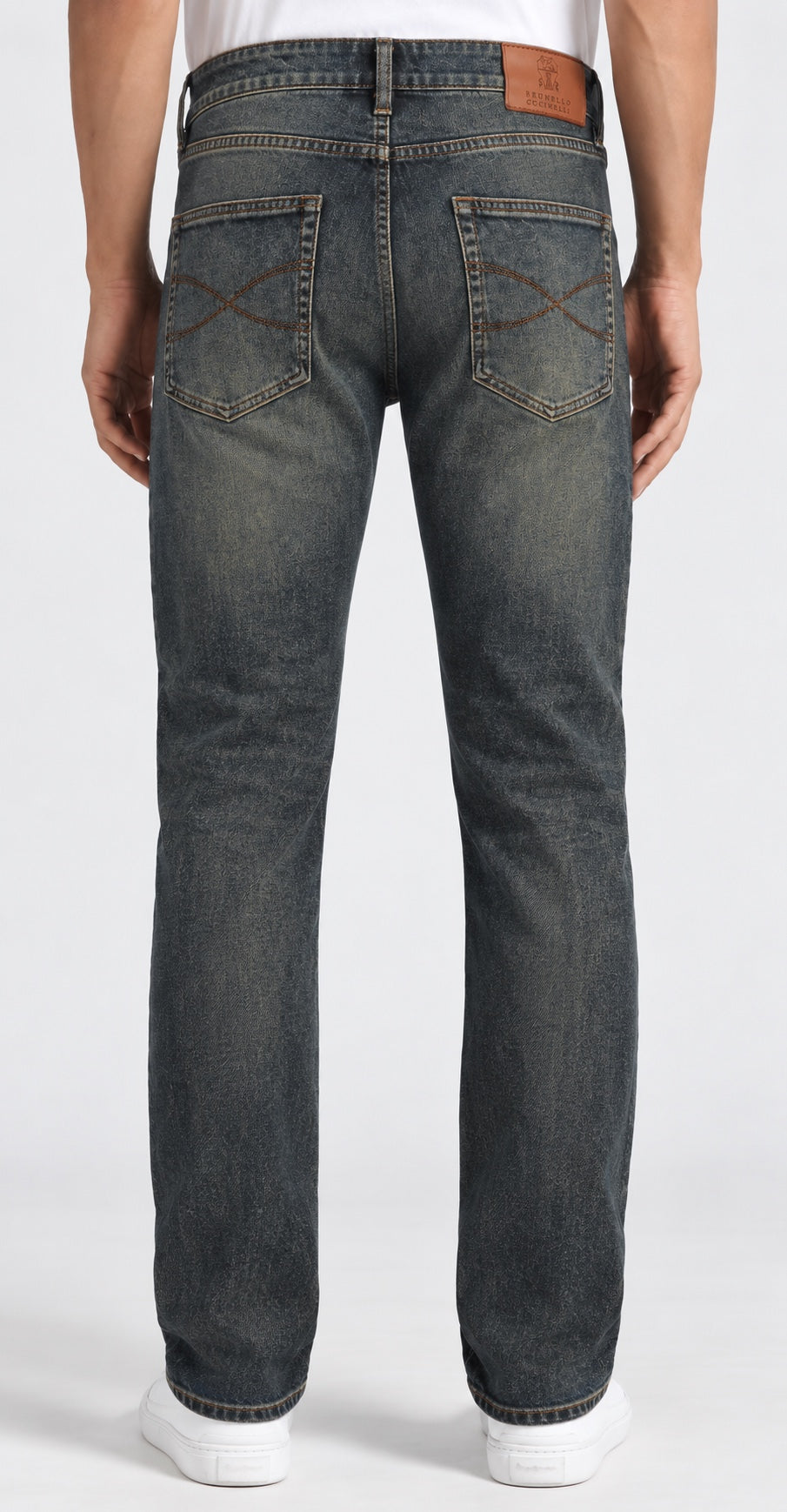 Men’s Straight-Fit Jeans – Vintage Grey-Blue - back view