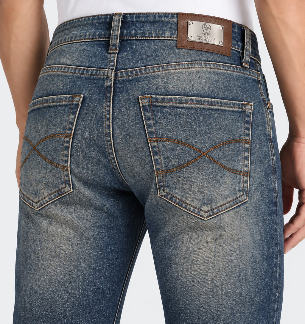 Men’s Straight-Fit Jeans – Vintage Blue - back detail