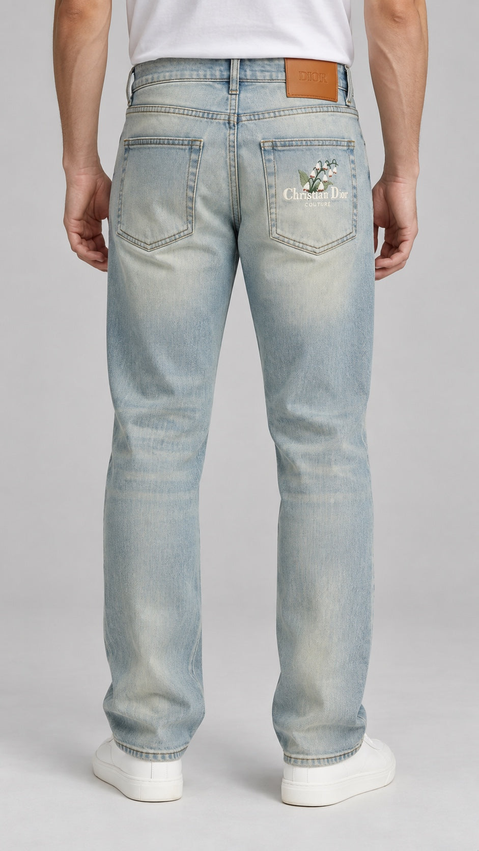 Men’s Straight-Fit Jeans – Icy Light Blue - back view