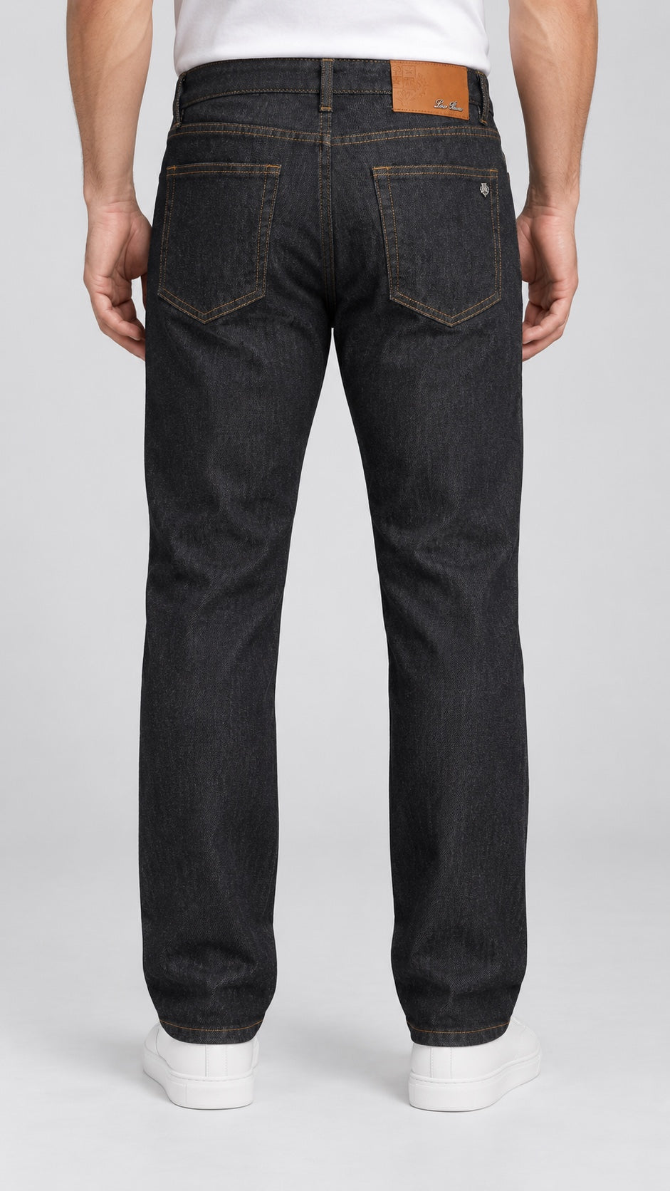 Men’s Straight-Fit Jeans – Raw Charcoal Black - back view