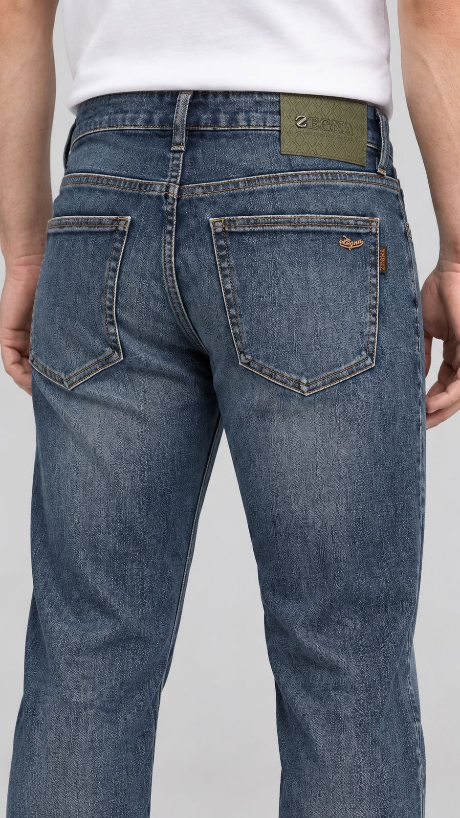 Men’s Vintage-Indigo Washed Straight-Fit Jeans - back detail
