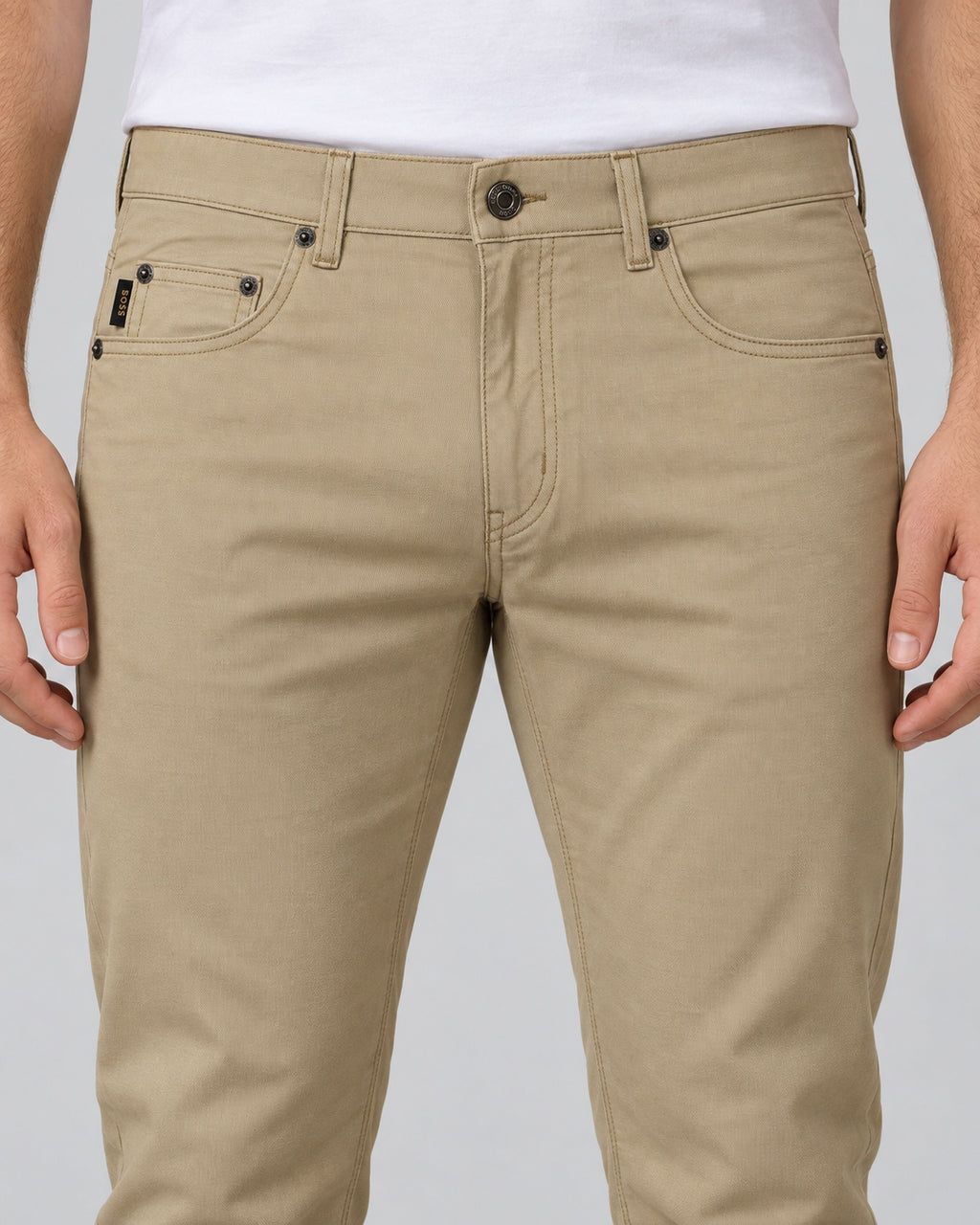 Men’s Five-Pocket Pants – Sand Beige - front detail