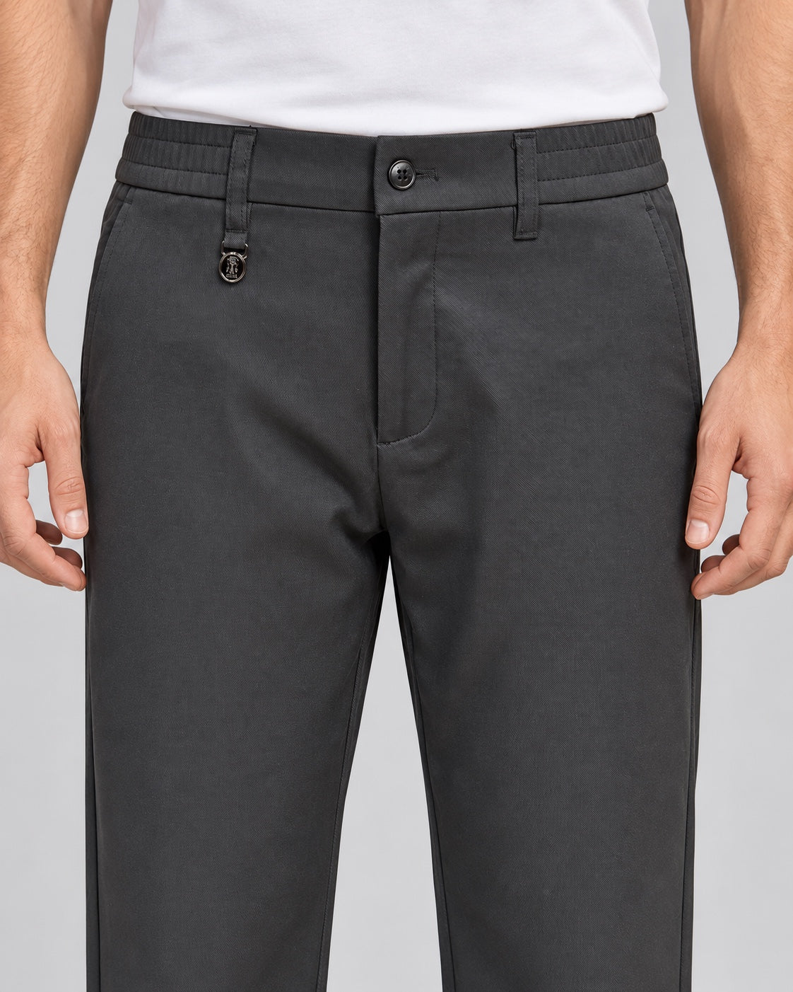 Men’s Tailored Trousers – Deep Charcoal Grey - front detail