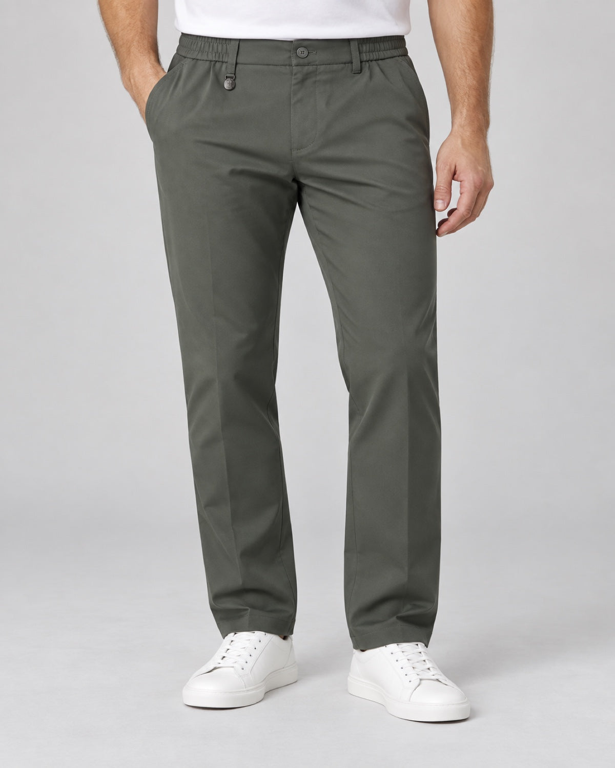 Men’s Tailored Trousers – Olive Grey - front view