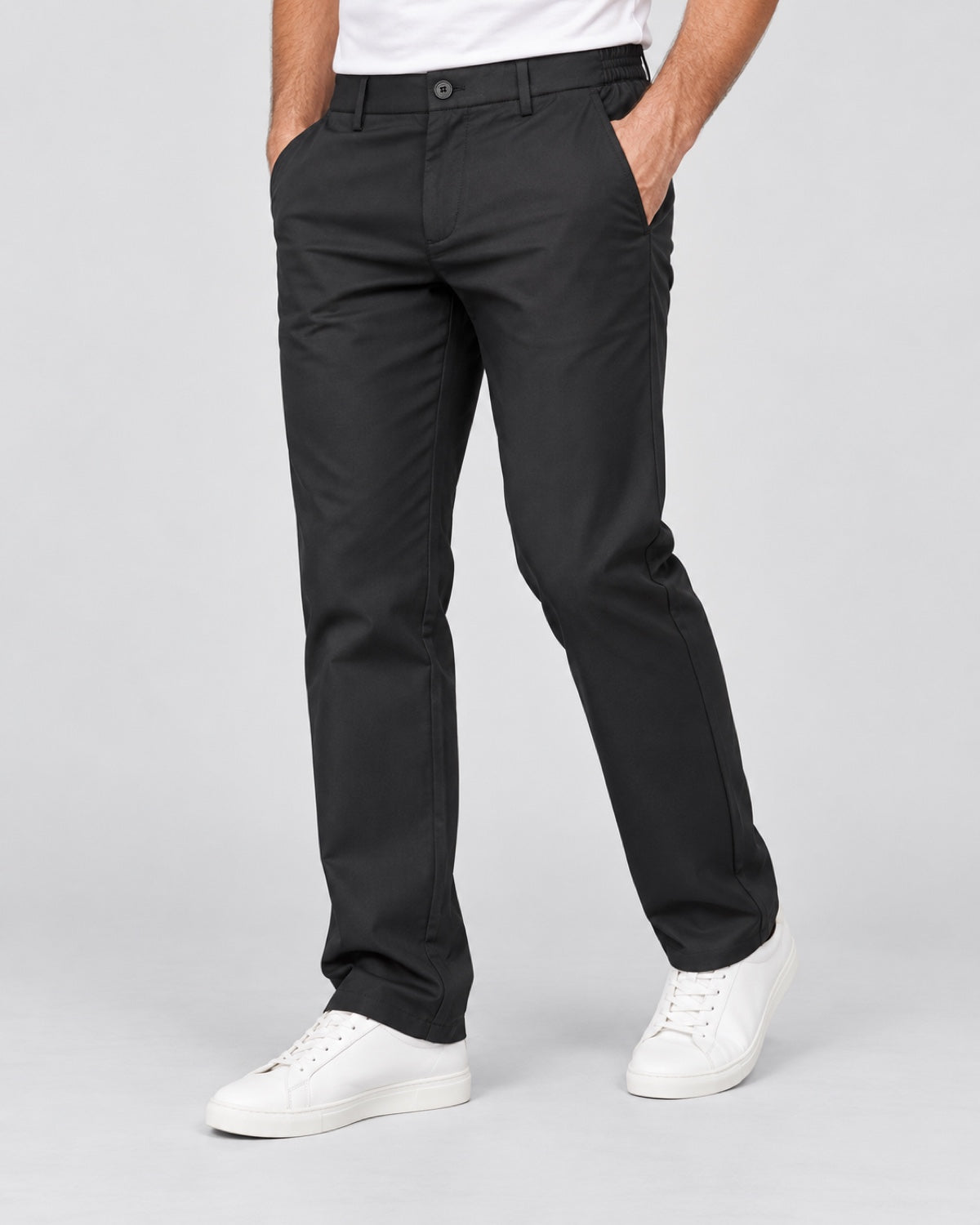Men’s Tailored Trousers – Deep Black - angled front
